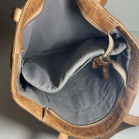 Frye Brown Melissa Simple Tote Bag Leather Pockets Casual Everyday Shoulder Bag - Picture 10 of 10